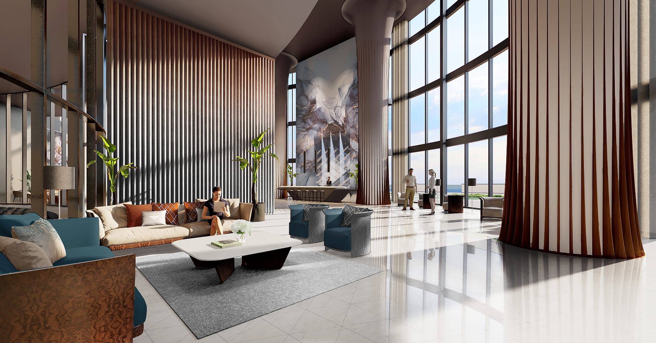 The grand atrium lobby